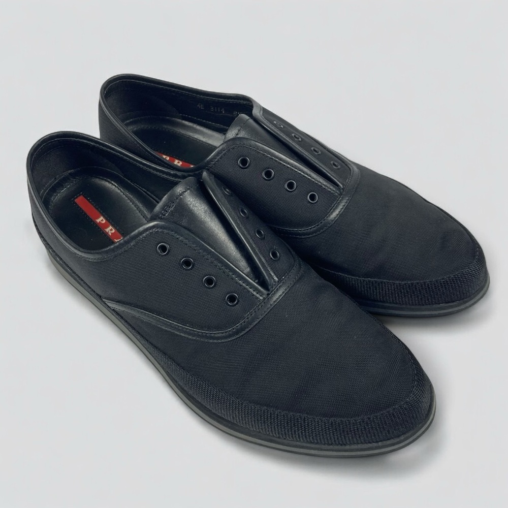 PRADA Men’s Nylon Espadrilles Sneakers Shoes Black 4E3114 Size 8.5